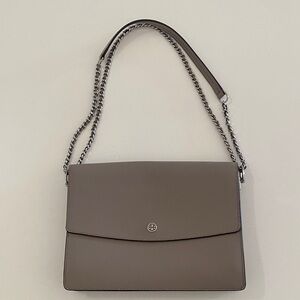 Tory Burch Elegant Gray Shoulder Bag